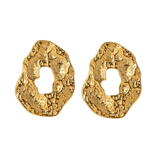 Gold lava irregular hoop earrings 